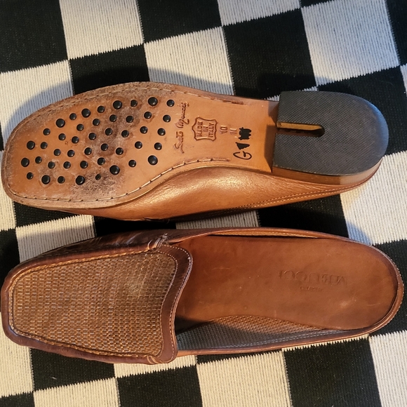 Sesto Meucci Giana Tan & Gold Woven Italian Leather Mule Wmns sz 10M - Picture 4 of 8